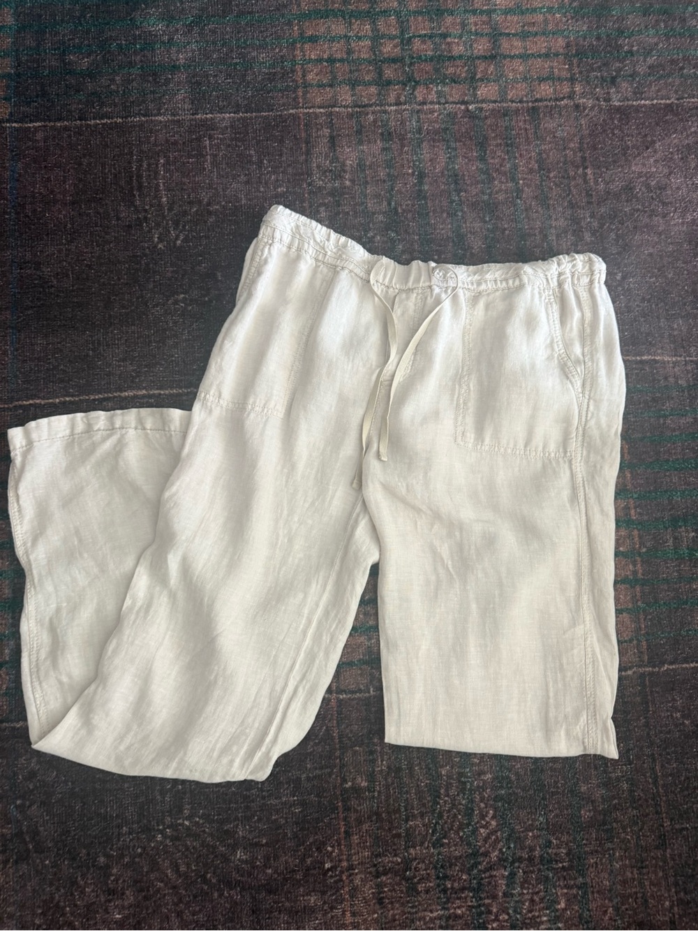 Caslon Natural Linen Drawstring Pants - Ivory Neutral
